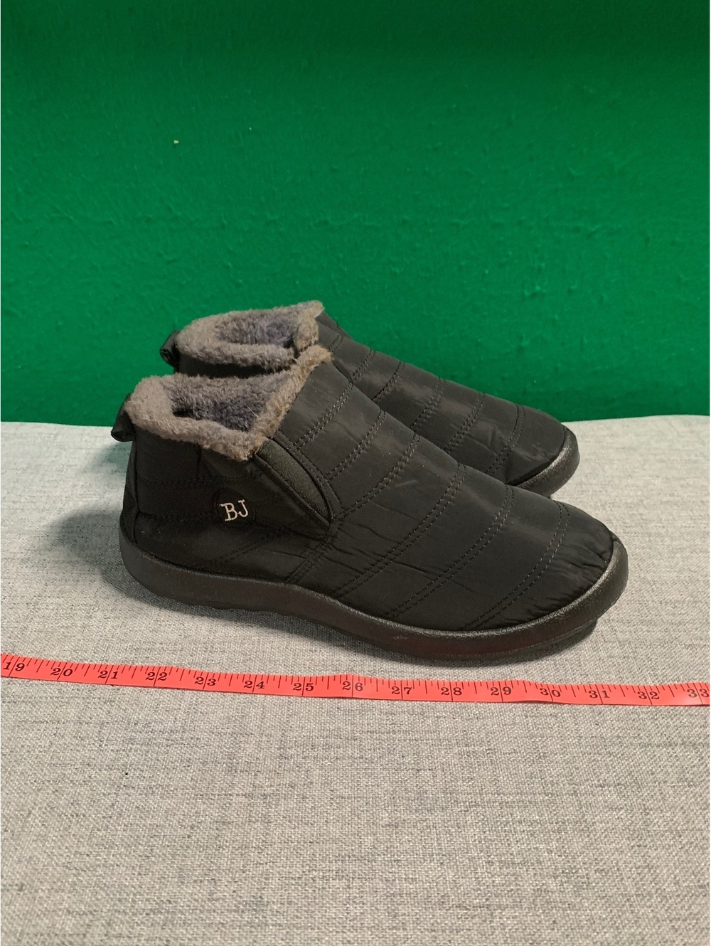 Gray quilted slipper boots